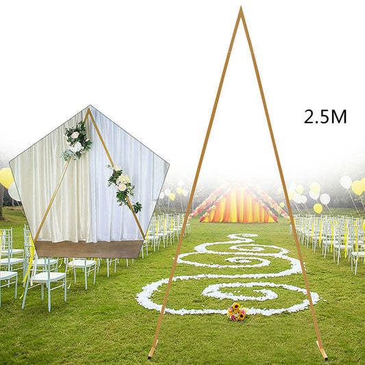 Lofaris 4X8.2FT Gold Metal Triangle Backdrop Stand Wedding Arch