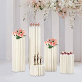Lofaris 5 Pcs White Column Durable Cardboard Wedding Stand