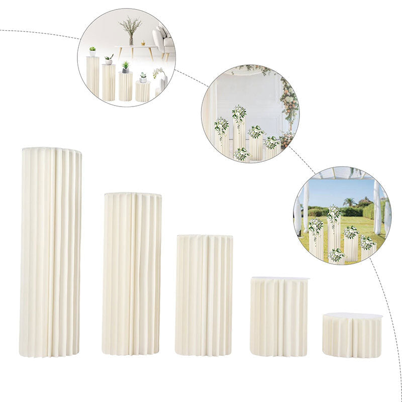Lofaris 5 Pcs White Column Durable Cardboard Wedding Stand