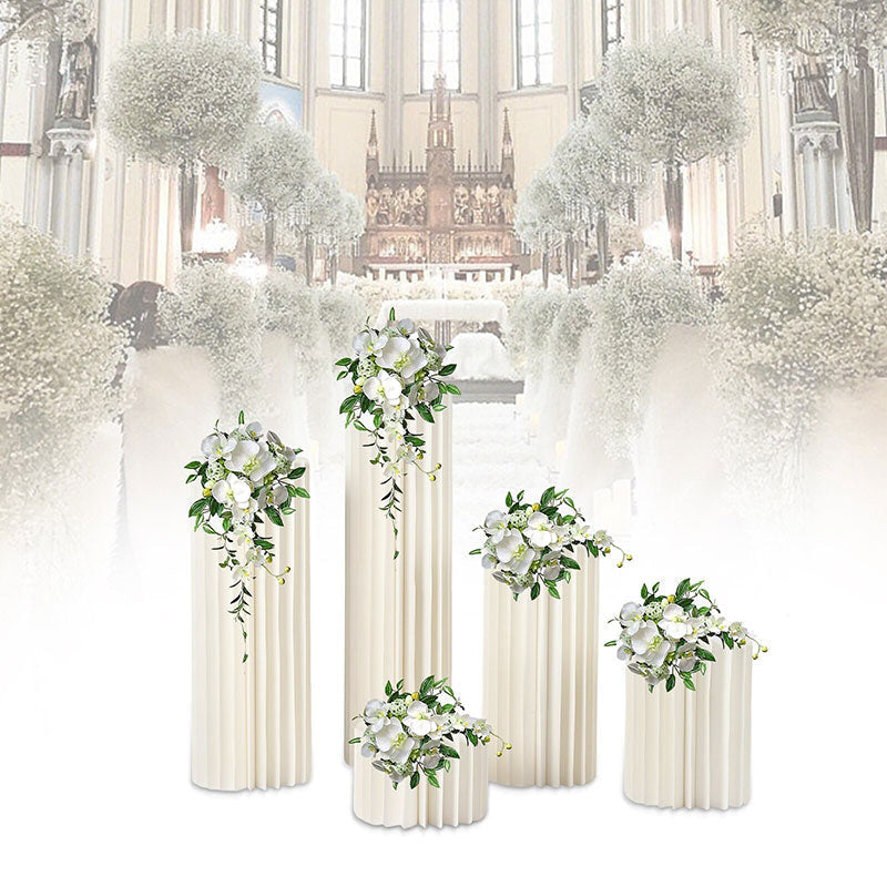 Lofaris 5 Pcs White Column Durable Cardboard Wedding Stand