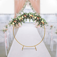 Lofaris 5FT Gold Circle Metal Frame Backdrop Stand Wedding Arch