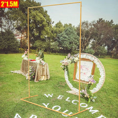 Lofaris 5X6.6FT Wedding Gold Square Frame Metal Flower Stand