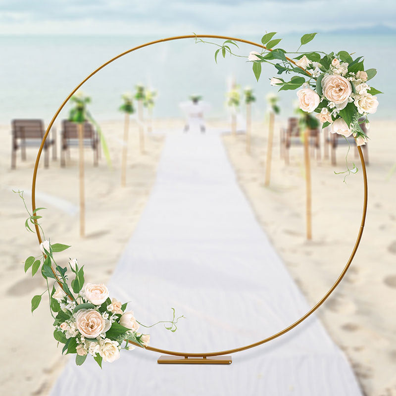Lofaris 6.5Ft Golden Flower Display Circle Wedding Arch Decor