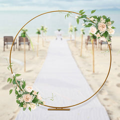 Lofaris 6.5Ft Golden Flower Display Circle Wedding Arch Decor