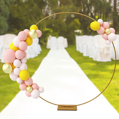 Lofaris 6.5Ft Golden Flower Display Circle Wedding Arch Decor