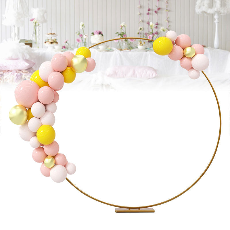 Lofaris 6.5Ft Golden Flower Display Circle Wedding Arch Decor