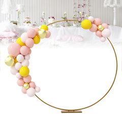Lofaris 6.5Ft Golden Flower Display Circle Wedding Arch Decor