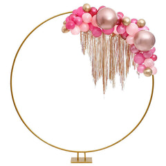 Lofaris 6.6Ft Gold Geometric Round Frame Stand For Wedding