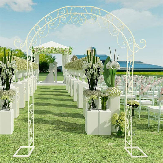 Lofaris 6.6X7.5FT Wedding Round Top Metal Floral Display Arch
