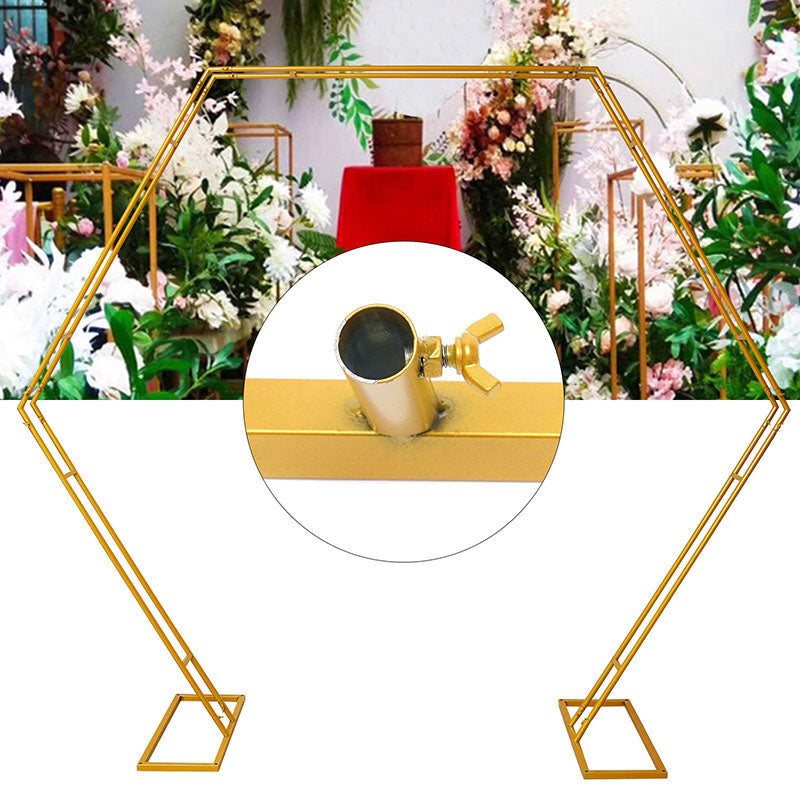Lofaris 7.2Ft Large Golden Metal Hexagon Wedding Arch Decor