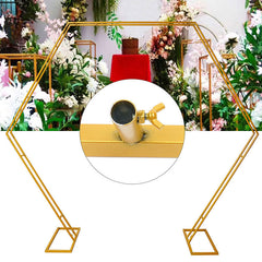 Lofaris 7.2Ft Large Golden Metal Hexagon Wedding Arch Decor