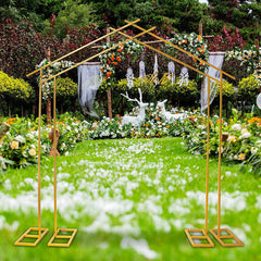 Lofaris 7X8.5FT Heavy Duty New Style Gold Wedding Arch Backdrop