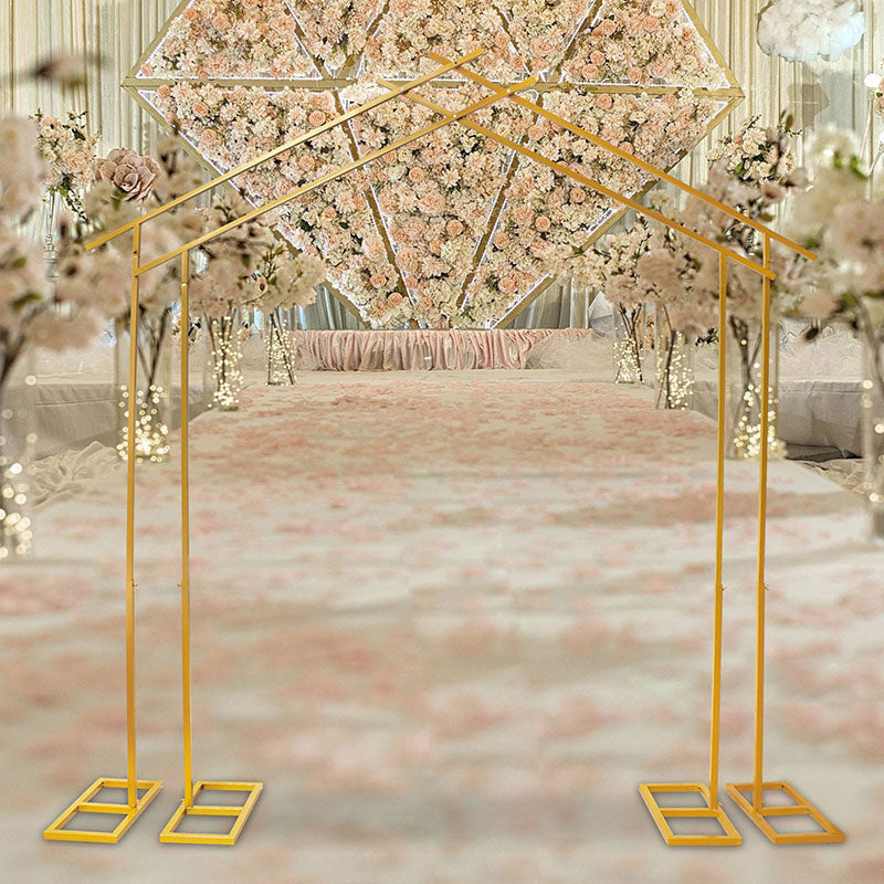 Lofaris 7X8.5FT Heavy Duty New Style Gold Wedding Arch Backdrop