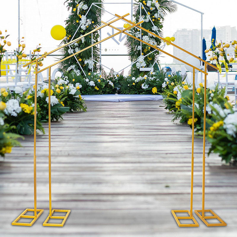 Lofaris 7X8.5FT Heavy Duty New Style Gold Wedding Arch Backdrop