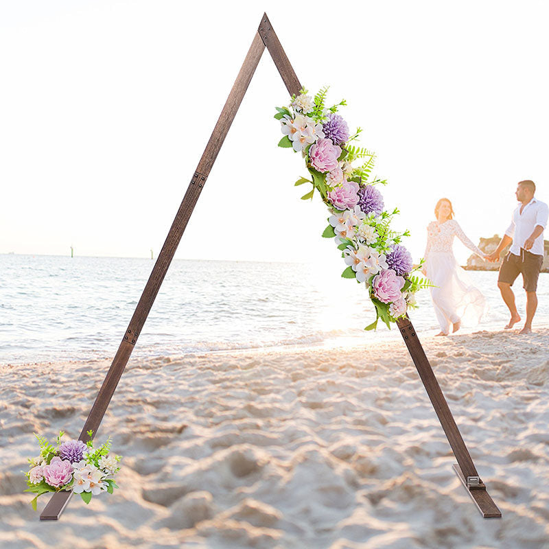 Lofaris 8.2Ft Deep Wooden Floral Triangle Wedding Arch Stand