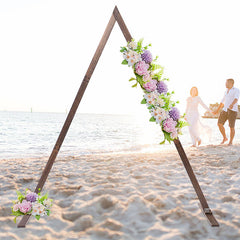 Lofaris 8.2Ft Deep Wooden Floral Triangle Wedding Arch Stand