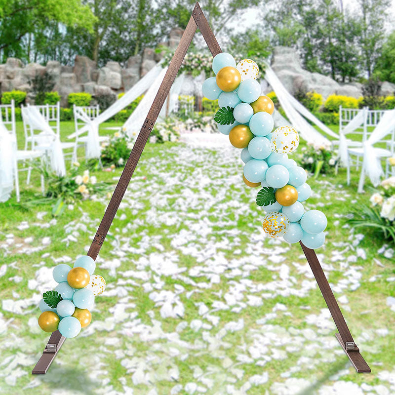 Lofaris 8.2Ft Deep Wooden Floral Triangle Wedding Arch Stand