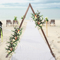 Lofaris 8.2Ft Deep Wooden Floral Triangle Wedding Arch Stand