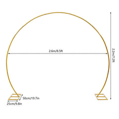 Lofaris 8.7X7.2FT Gold Metal Wedding Arch Round Backdrop