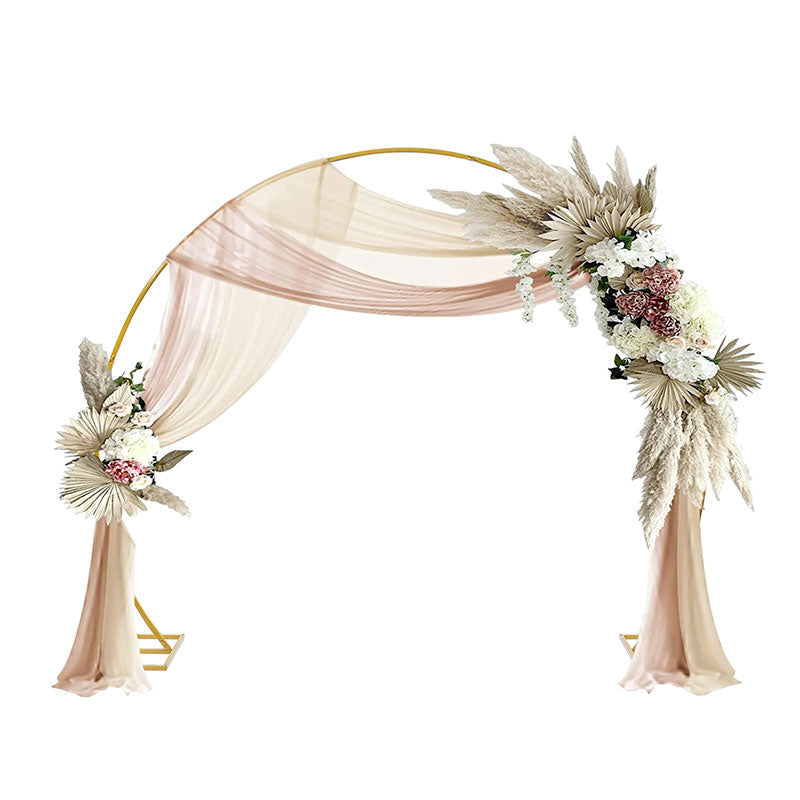 Lofaris 8.7X7.2FT Gold Metal Wedding Arch Round Backdrop