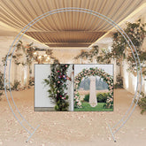 Lofaris 8.8X7.5FT White Metal Wreath Round Wedding Backdrop Arch