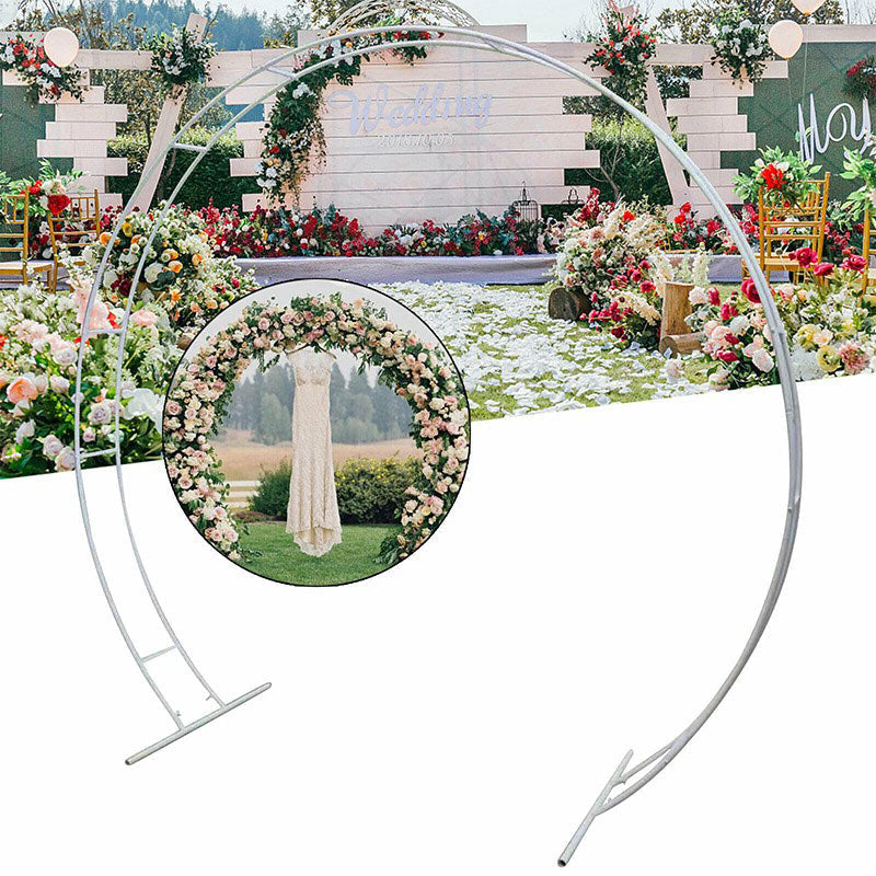 Lofaris 8.8X7.5FT White Metal Wreath Round Wedding Backdrop Arch