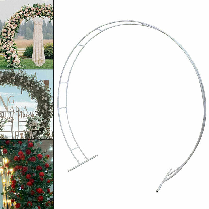 Lofaris 8.8X7.5FT White Metal Wreath Round Wedding Backdrop Arch