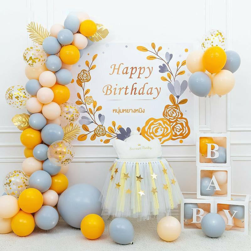 Lofaris Boho 82 Pack Leaves Balloon Arch Kit | DIY Party Decorations - Dark Blue | Yellow
