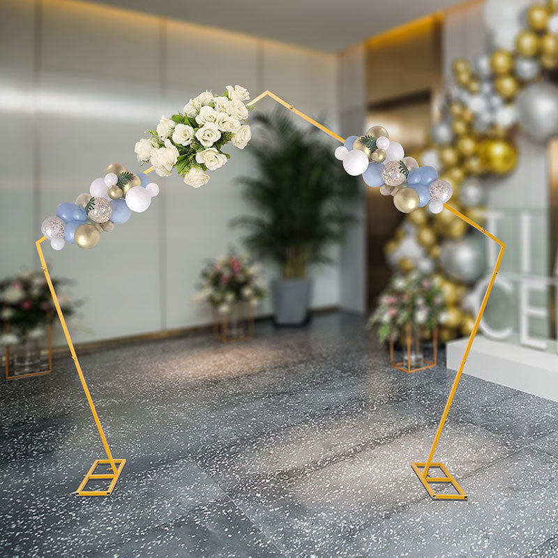 Lofaris 8X8FT Pentagon Frame Gold Metal Wedding Arch Stand