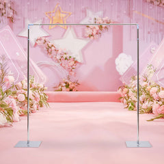 Lofaris 9.8X9.8FT Silver Metal Square Stand Wedding Arch