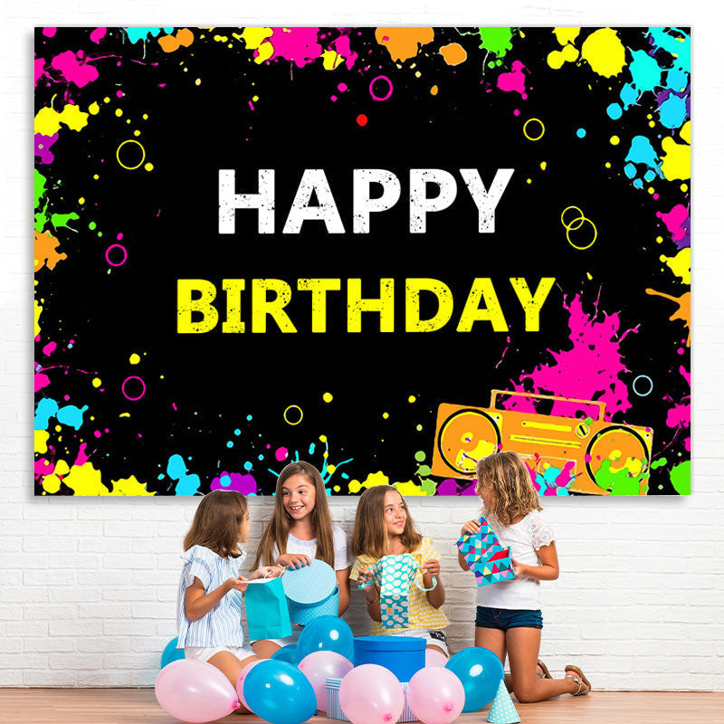 Lofaris 90S 80S Themed Graffiti Wall Happy Birthday Backdrop