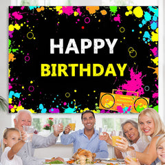 Lofaris 90S 80S Themed Graffiti Wall Happy Birthday Backdrop