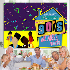 Lofaris 90’S House Party And Abstract Lines Birthday Backdrop