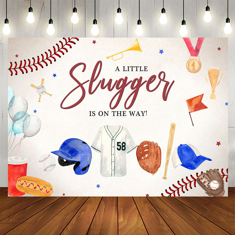 Lofaris A Little Slugger Is On The Way Baby Shower Backdrop