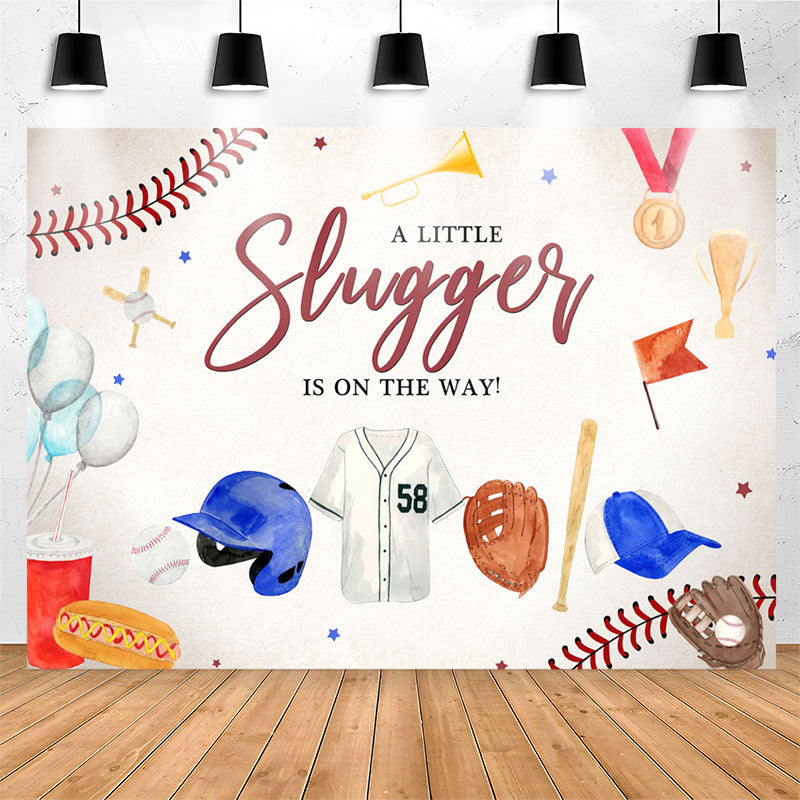 Lofaris A Little Slugger Is On The Way Baby Shower Backdrop
