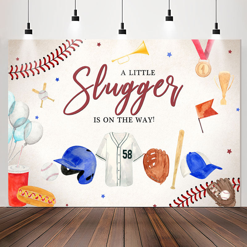 Lofaris A Little Slugger Is On The Way Baby Shower Backdrop