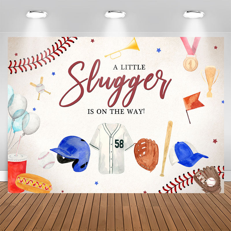 Lofaris A Little Slugger Is On The Way Baby Shower Backdrop