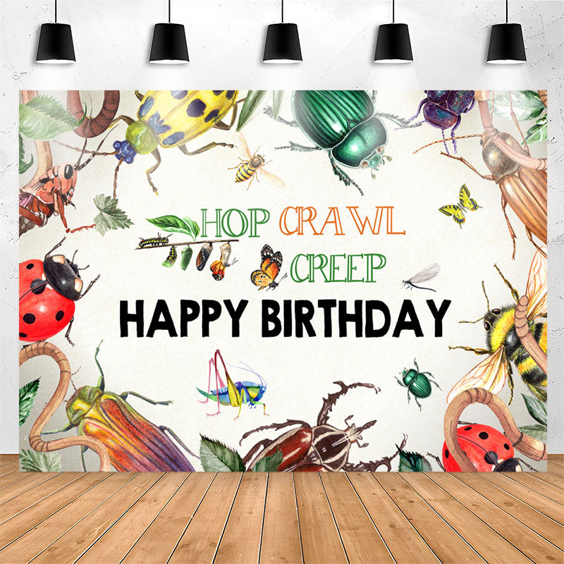 Lofaris Insects Hop Crawl Creep Happy Birthday Backdrop