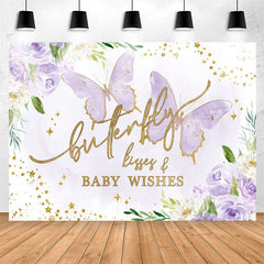 Lofaris Violet Butterfly kisses Wishes Baby Shower Backdrop