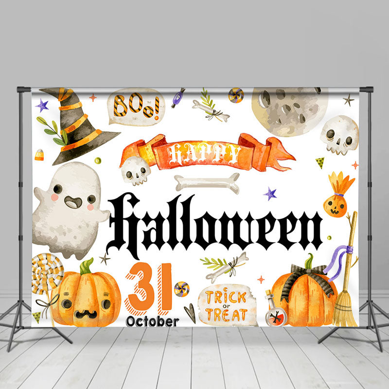 Lofaris Boo Ghost Pumpkin 31 October Happy Halloween Backdrop