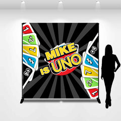 Lofaris Uno Paper Card Grey Shine Custom Name Party Backdrop