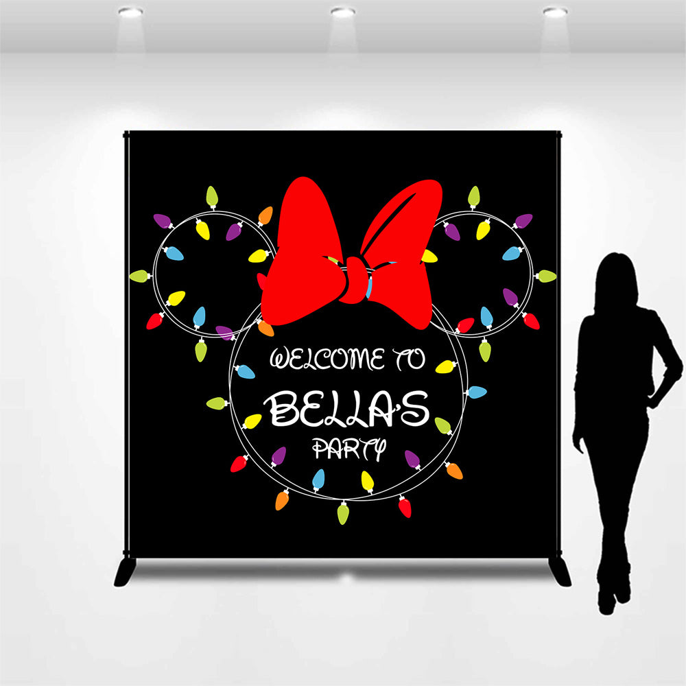 Lofaris Personalized Name Mouse Black Birthday Backdrop