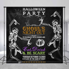 Lofaris Night Out Skeleton Custom Text Halloween Party Backdrop