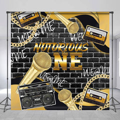Lofaris Speaker Black Brick Wall Custom 1st Birthday Backdrop