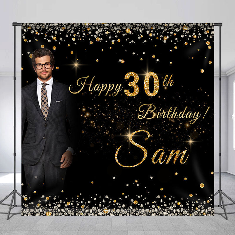 Lofaris Custom Photo Diamond Elegant 30th Birthday Backdrop