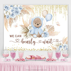 Lofaris Floral We Can Bearly Wait Teddy Baby Shower Backdrop