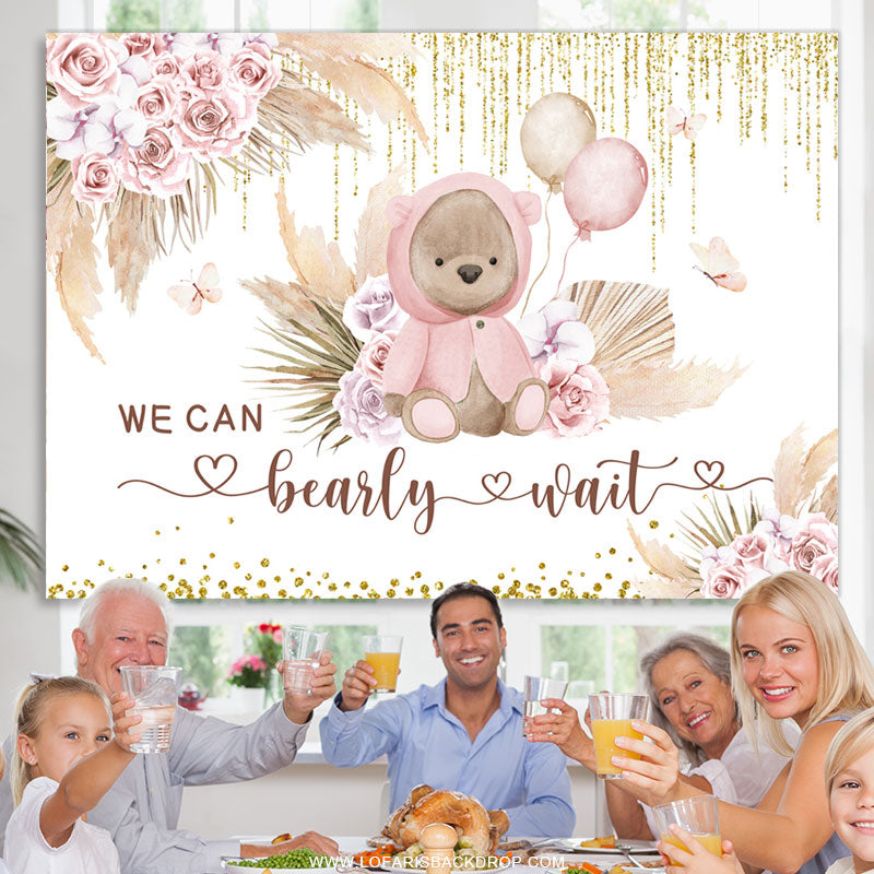 Lofaris Floral Teddy Bear With Balloons Backdrop For Baby