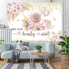 Lofaris Floral Teddy Bear With Balloons Backdrop For Baby