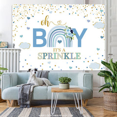 Lofaris Oh Boy Blue Heart And Cloud Baby Shower Backdrop
