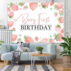 Lofaris Strawberry First Sweet Birthday For Girl Backdrop